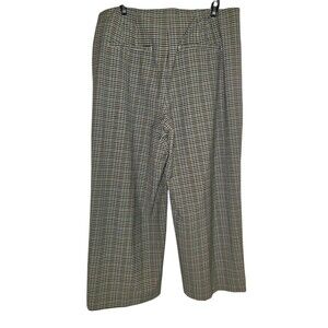 Women's Loft  Black Brown Plaid High Rise Cropped Wide Leg Pants Size 12